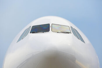 Close up of an airplane cockpit.