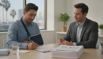 Driver reviewing a car accident settlement offer before signing