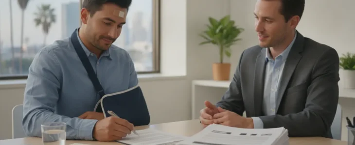 Driver reviewing a car accident settlement offer before signing