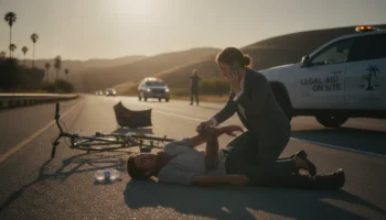 Person providing emergency roadside assistance to an accident victim in California