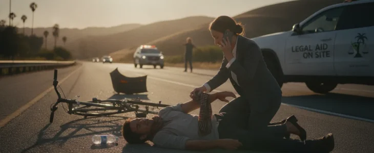 Person providing emergency roadside assistance to an accident victim in California