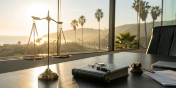 Gavel and scales of justice for a drunk driving accident attorney in California.