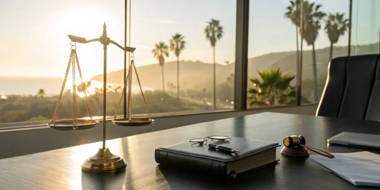 Gavel and scales of justice for a drunk driving accident attorney in California.