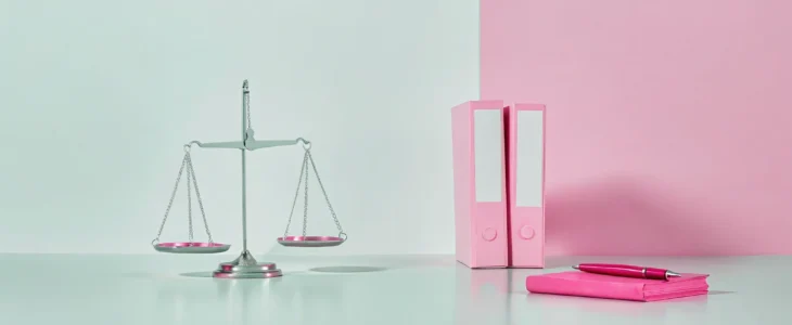 Scales of justice on the desk of a Los Angeles commercial truck accident attorney.
