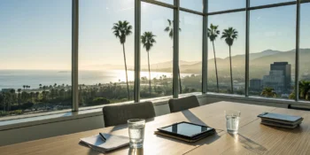 A free consultation with a personal injury lawyer in a modern California office.