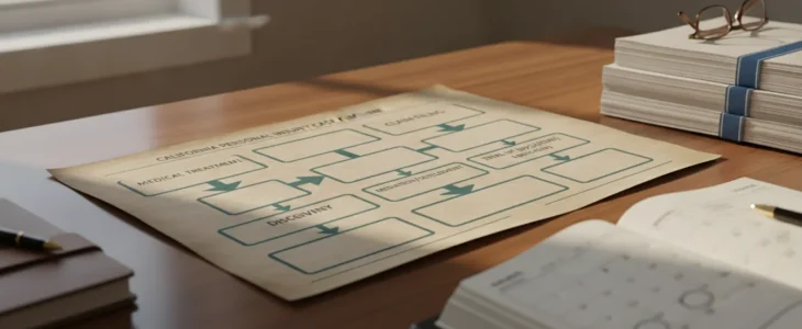 California personal injury lawsuit timeline documents and calendar