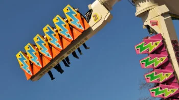 Amusement park ride stuck