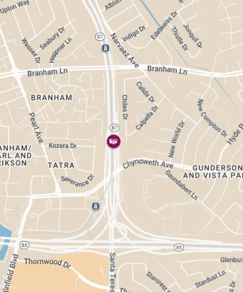 San Jose, CA – Injuries Reported in Crash on CA-87 SB Near Almaden Expy