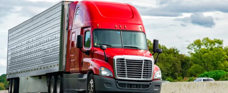 Large trucks like this illustrate how important 18-wheeler accident compensation is for injured victims in California.